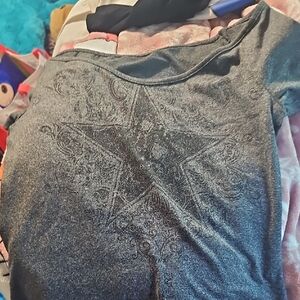 Gray Star Patterned Women's Top